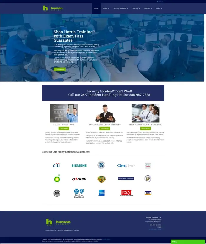 Human Element Security website WebCodeWP before