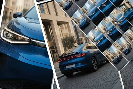 Blue electric car advertising AI Creator