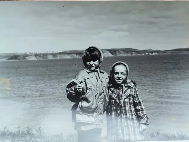 Two Children Near The River old photo