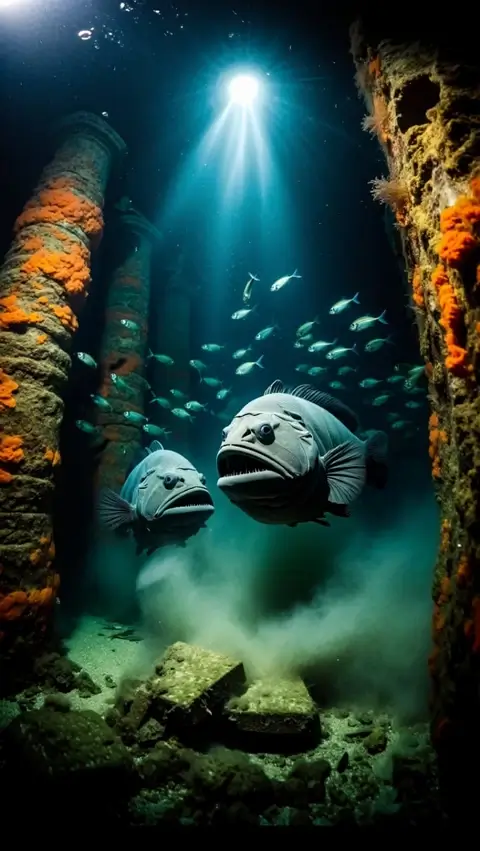 Sea Dive Tours In Bathyscaphe with two big fish