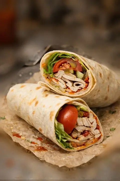 Shawarma Presentation Of Fast Food Restaurant Dishes
